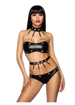 Black Sexy Vinyl Lingerie Set