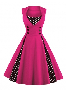 Fashion Sleeveless Dots Patch Casual Dress