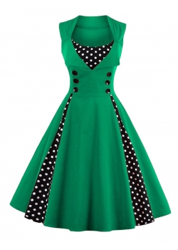 Fashion Sleeveless Dots Patch Casual Dress