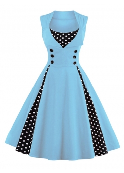 Fashion Sleeveless Dots Patch Casual Dress