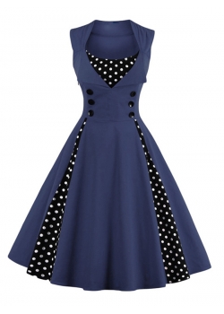 Fashion Sleeveless Dots Patch Casual Dress