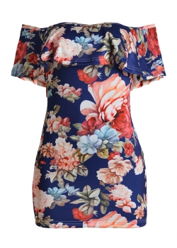 Floral Printed  Off the Shoulder Bodycon Dress