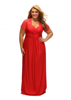 Plus Size Red Sexy Long Dress