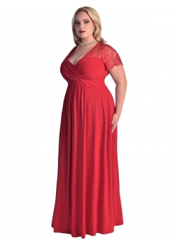 Plus Size Red Sexy Long Dress