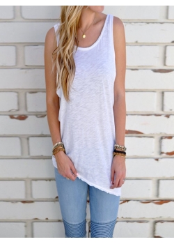 White Fashion Sleeveless Women Blouse 