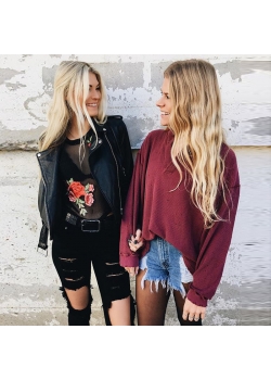Women Black Long Sleeve Transparent Blouse