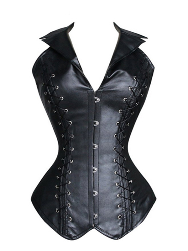 Black Leather Steel Bone Corset