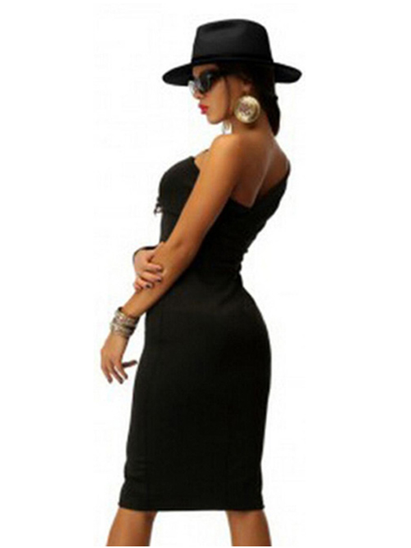 Black Sexy One Shoulder Dress