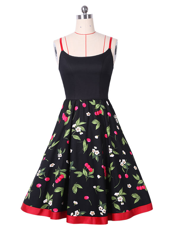 Fashion Black Vintage Casual Dress