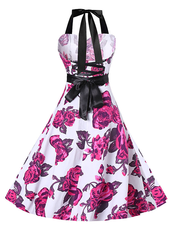 Fashion Red Floral Printed Casual Dress