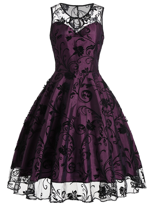 Red Sexy Sleeveless Vintage Dress