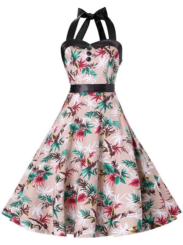 Vintage Floral Printed Casual Dress