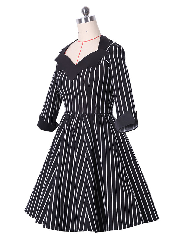 Vintage Stripe Black Women Dress