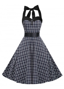 Black Vintage Halter Casual Dress