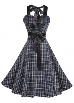 Black Vintage Halter Casual Dress