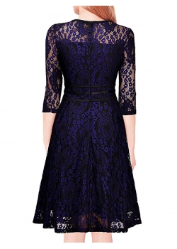 Blue Sexy Midi Lace Dress