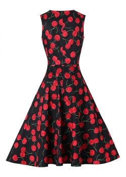 Red Cherry Pattern Vintage Dress