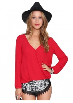 Red Fashion Long Sleeve Tops