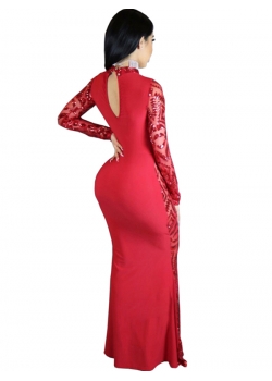 Red Sequin Bodycon Long Evening Dress