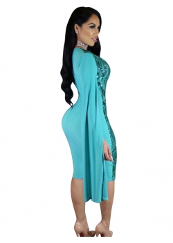 Sexy Blue V-neck Bodycon Dress