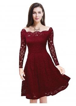 Sexy Off Shoulder Red Lace Dress