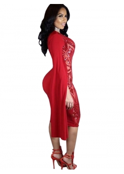 Sexy Red V-neck Bodycon Dress