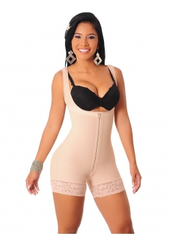 Sexy Women Apricot Shapewear With Zipper