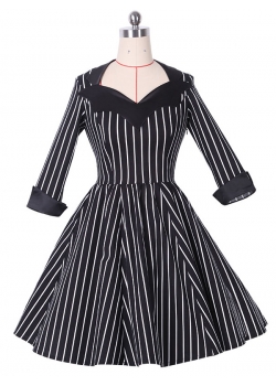 Vintage Stripe Black Women Dress