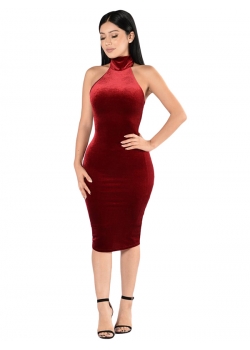 Wine Red Sexy Women Bodycon Dress