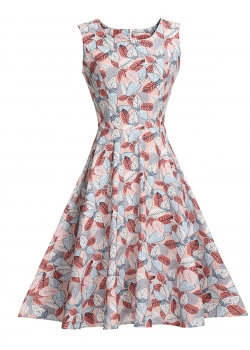 Women Fashion Floral Printed Casual Dress