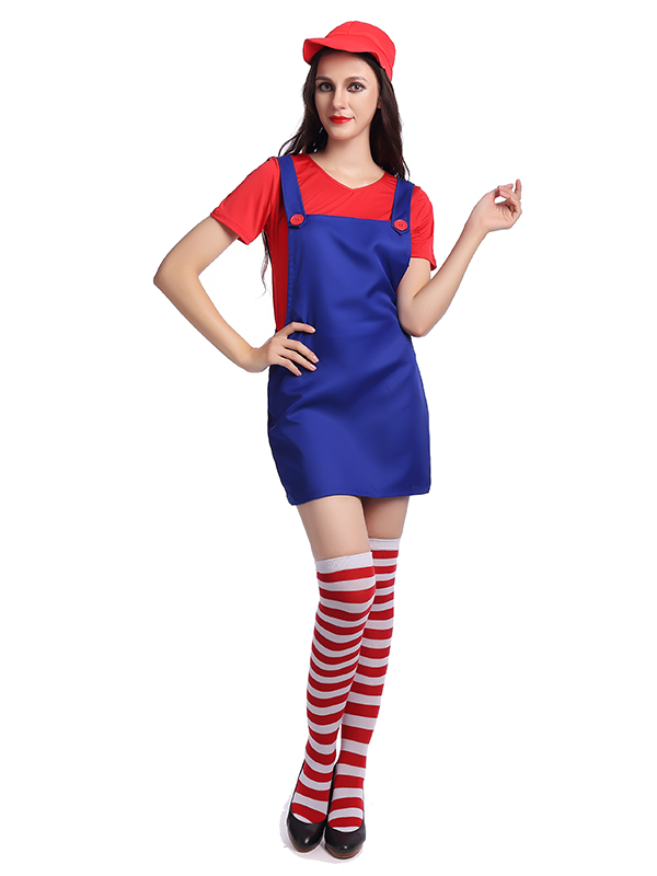 Fashion Women Mario Costume Mini Dress