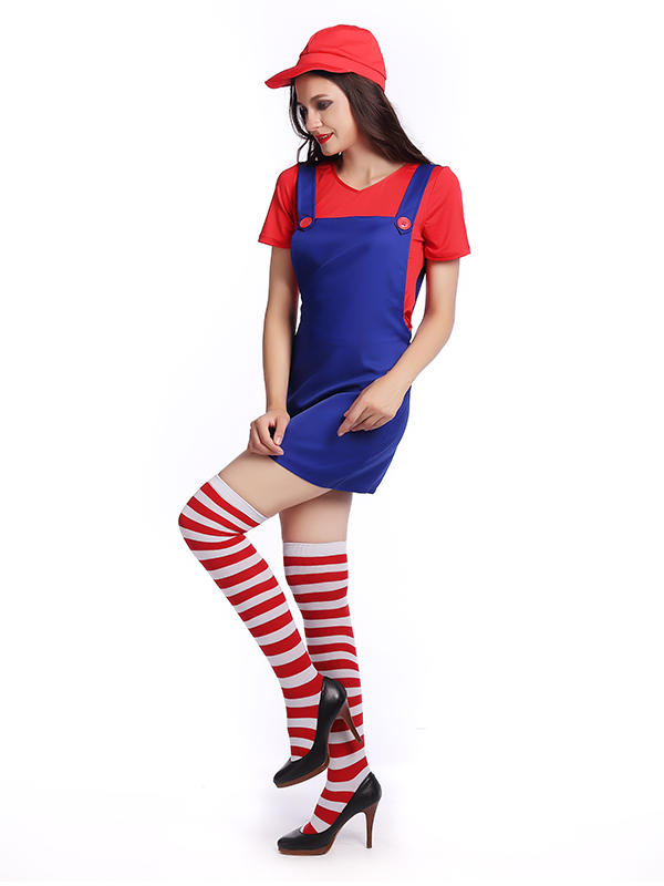 Fashion Women Mario Costume Mini Dress