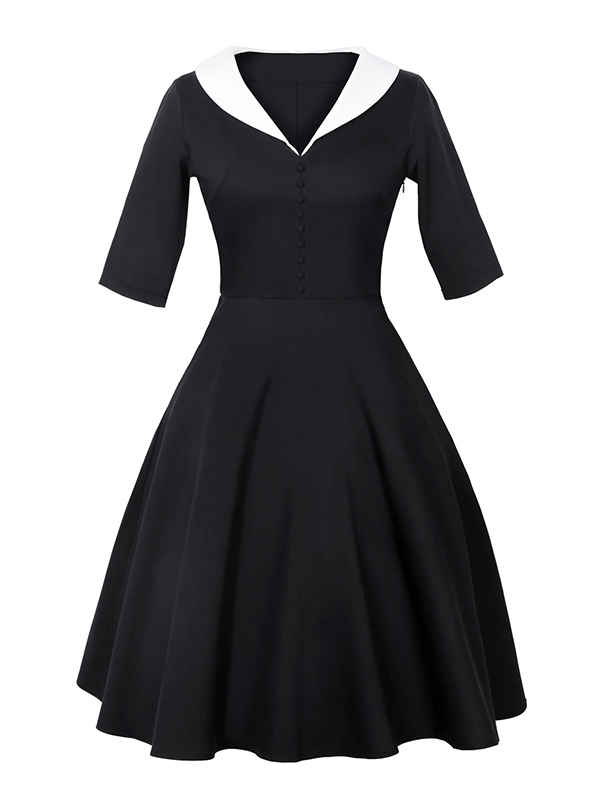 Black Fashion Half Sleeve Casual Dress