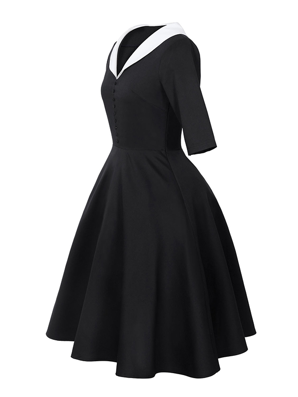 Black Fashion Half Sleeve Casual Dress