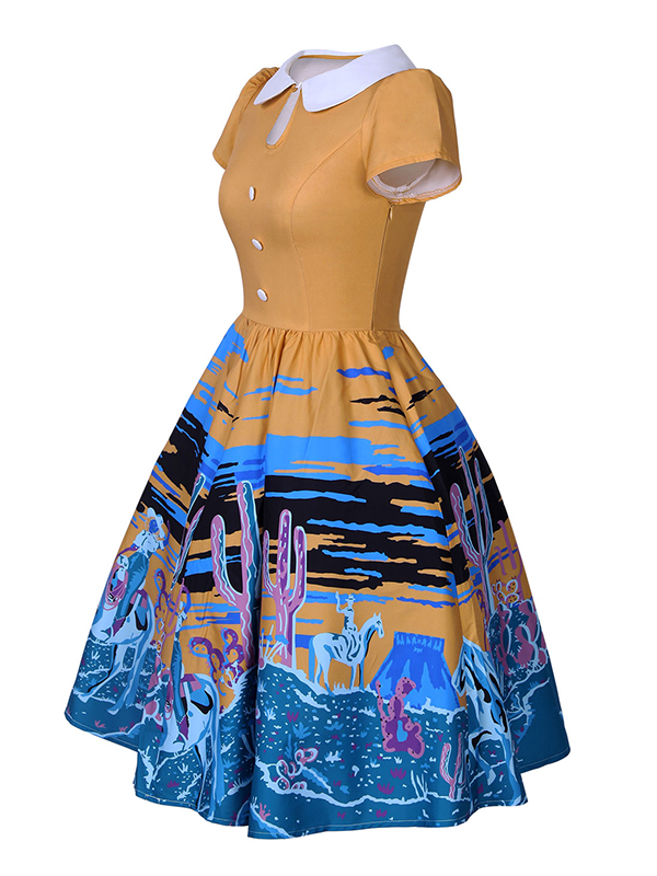 Fashion Short Sleeve Print Casual Dress