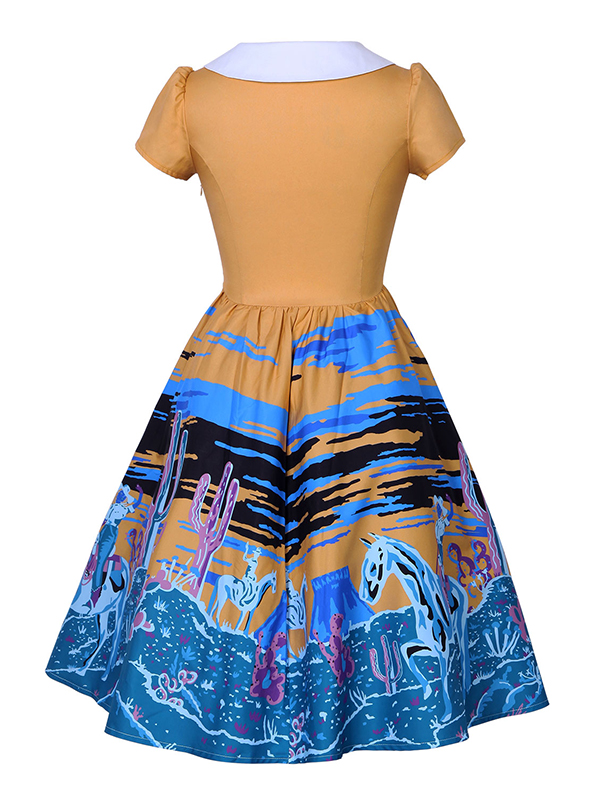 Fashion Short Sleeve Print Casual Dress