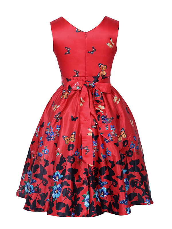 Red Fashion Printed Sleeveless Casual Dress