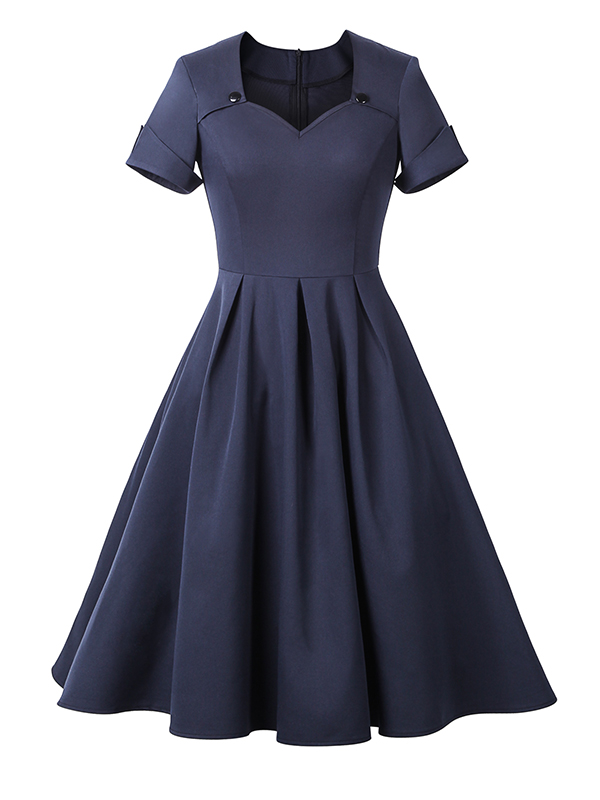 Vintage Women Short Sleeve Casual Dress