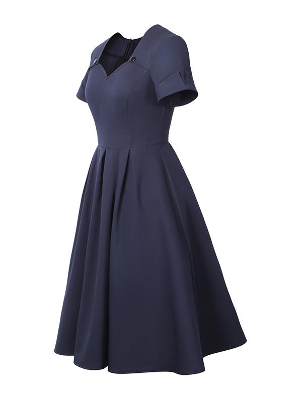 Vintage Women Short Sleeve Casual Dress