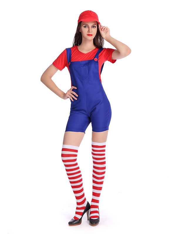 Women Fashion Harness Pants Mario Costume