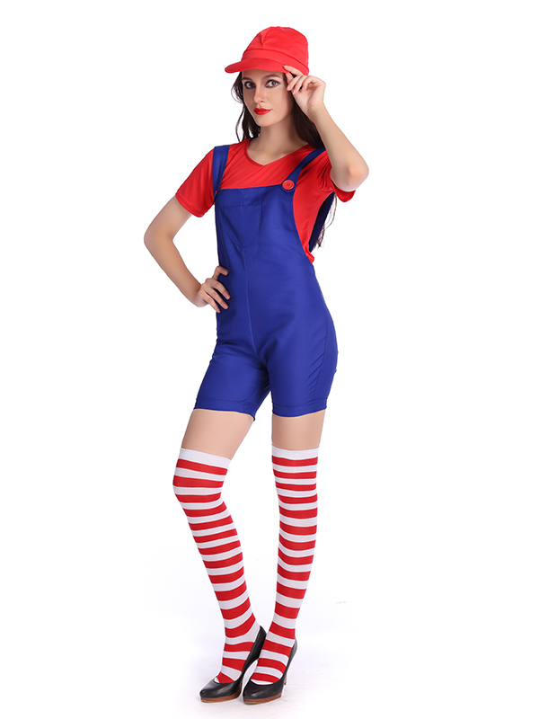 Women Fashion Harness Pants Mario Costume