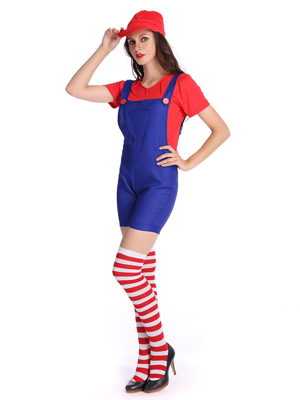 Women Fashion Harness Pants Mario Costume