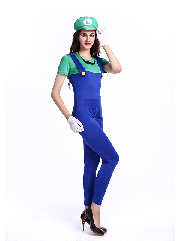 Women Fashion Jumpsuit Mario Costume