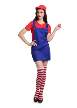 Fashion Women Mario Costume Mini Dress