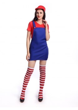 Fashion Women Mario Costume Mini Dress