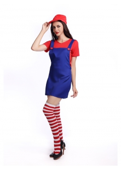 Fashion Women Mario Costume Mini Dress