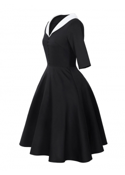 Black Fashion Half Sleeve Casual Dress
