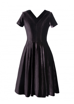 Black Short Sleeve V-Neck Casual Dress