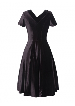 Black Short Sleeve V-Neck Casual Dress