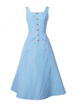 Blue Sleeveless Fashion Casual Dress